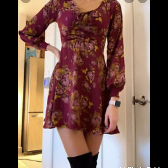 Free People Dresses & Skirts - Free People Puffed sleeves Silky flared mini dress